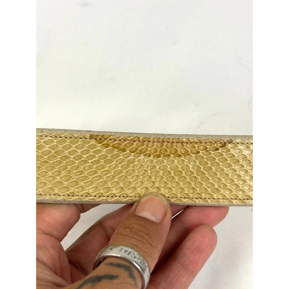 Vtg Marshall Stanton 925 Sterling Silver Buckle Snakeskin Leather‎ Belt 1996 M
